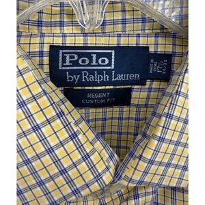 Polo Ralph Lauren Regent Shirt Mens 17.5 Yellow Blue Plaid Long Sleeve Button Up